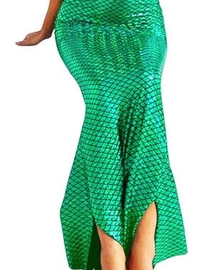 Green Mermaid-Scale Maxi Skirt Costume